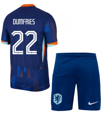 Netherlands Denzel Dumfries #22 Replica Away Stadium Kit for Kids Euro 2024 Short Sleeve (+ pants)